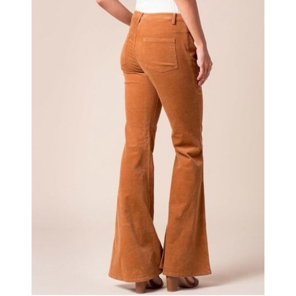 Alice Olivia Authentic Solid Bronze Brown Corduroy Flare Jeans Righ Rise 26 - Picture 3 of 9